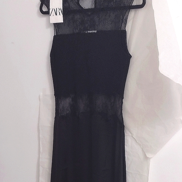 ZARA Sultry Silk Slip Lace Art Deco Flapper Dress NWT - Picture 12 of 13